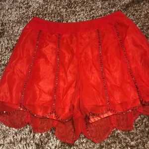 Orange scallop shorts